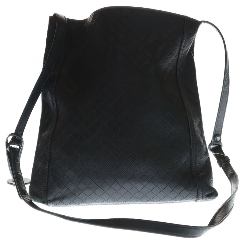 Bottega Veneta Intrecciato Shoulder Bag Crossbody Black Leather