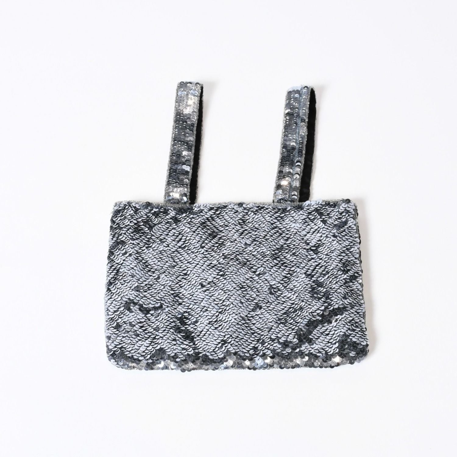 Chanel Sequin Handbag CC Logo Rhinestone Silver Clear — view 7