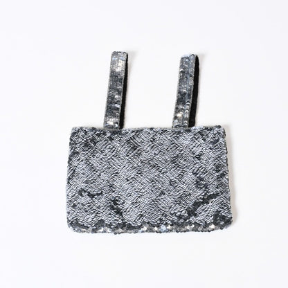 Chanel Sequin Handbag CC Logo Rhinestone Silver Clear — view 7