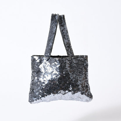 Chanel Sequin Handbag CC Logo Rhinestone Silver Clear — view 2