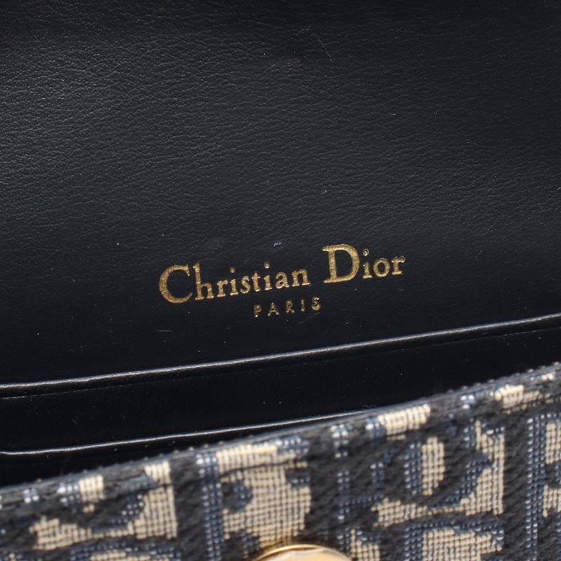 Dior Waist Bag Saddle Oblique Navy Canvas Leather Flat Navy. Beige