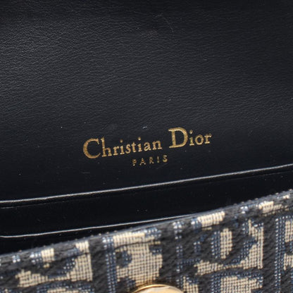 Dior Waist Bag Saddle Oblique Navy Canvas Leather Flat Navy. Beige