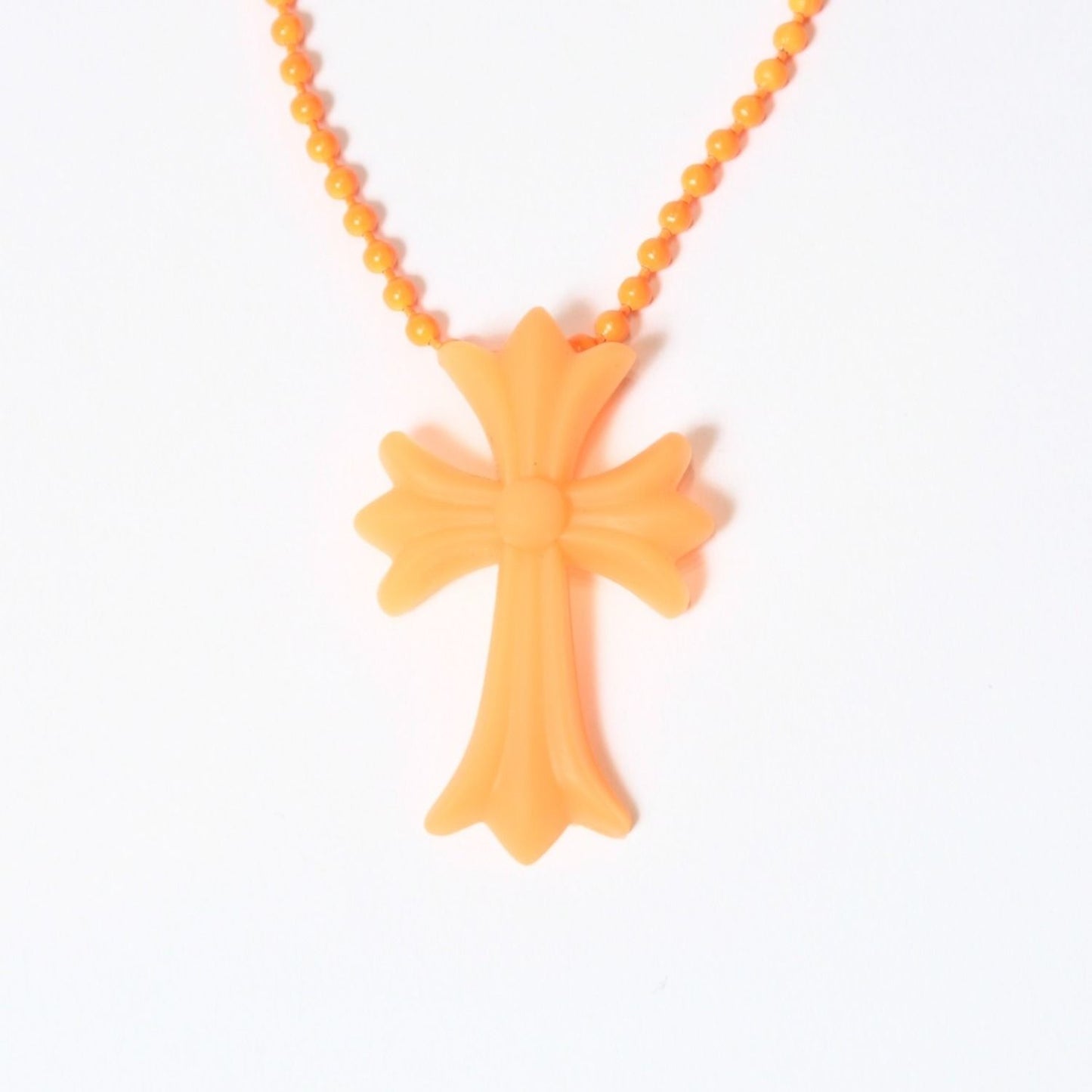 Chrome Hearts Rubber Small CH Cross Silicone Necklace Green Ball Chain — view 2