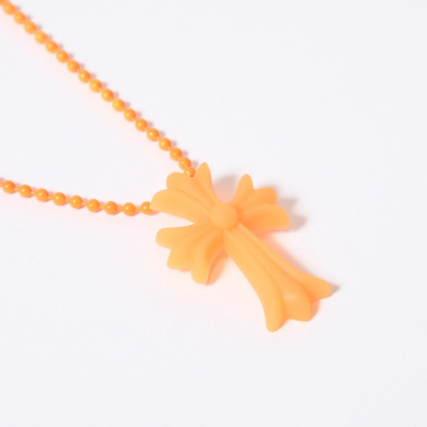 Chrome Hearts Rubber Small CH Cross Silicone Necklace Green Ball Chain — view 7