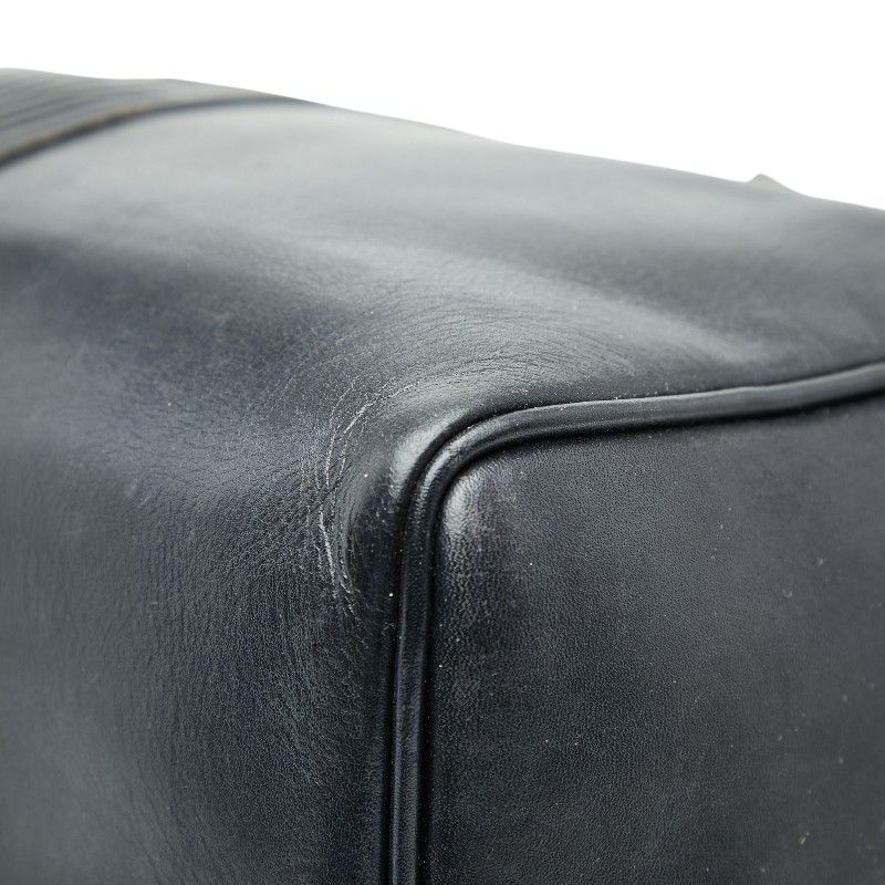 Saint Laurent YSL Logo Mini Boston Bag Navy Leather