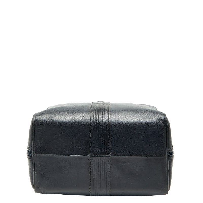 Saint Laurent YSL Logo Mini Boston Bag Navy Leather