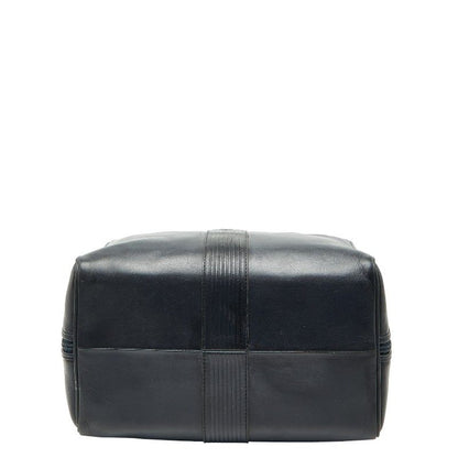 Saint Laurent YSL Logo Mini Boston Bag Navy Leather