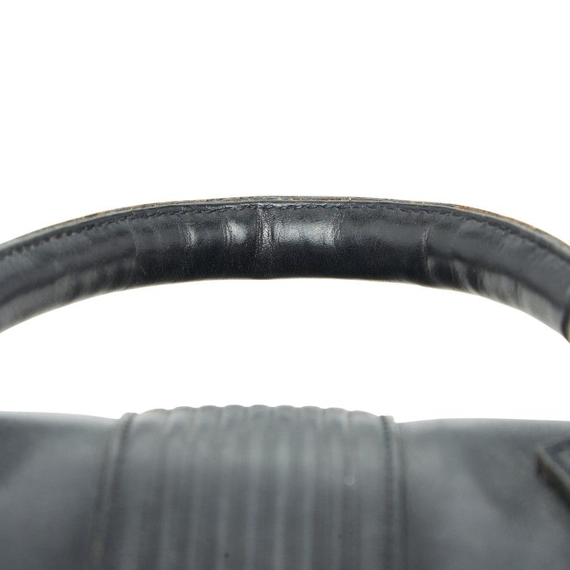 Saint Laurent YSL Logo Mini Boston Bag Navy Leather