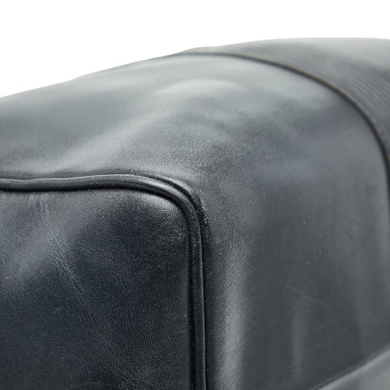 Saint Laurent YSL Logo Mini Boston Bag Navy Leather
