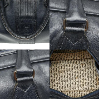 Saint Laurent YSL Logo Mini Boston Bag Navy Leather