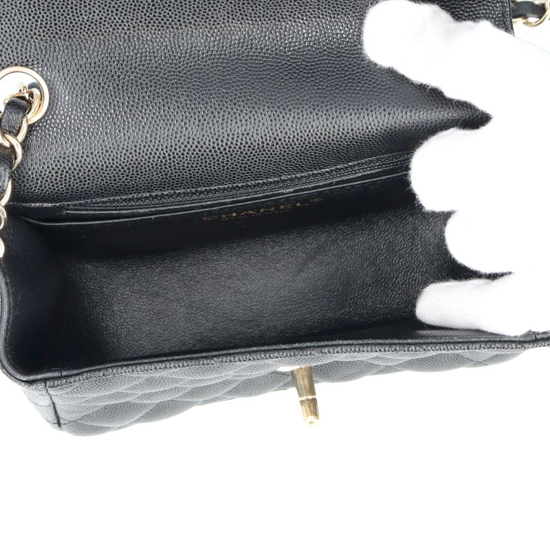 Chanel Mini Quilted Chain Shoulder Bag Caviar Leather