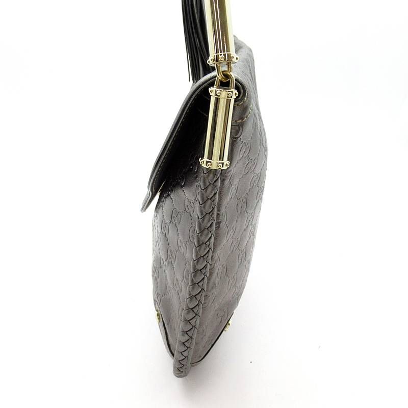 Gucci Interlocking GG Shoulder Bag Guccissima Metallic Metallic Gray