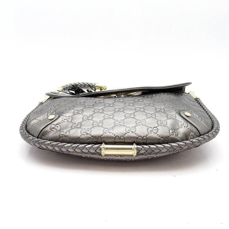 Gucci Interlocking GG Shoulder Bag Guccissima Metallic Metallic Gray
