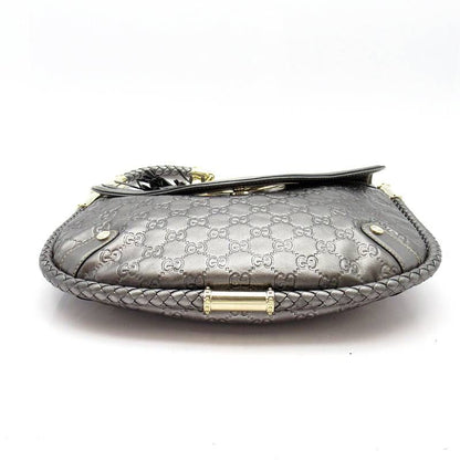 Gucci Interlocking GG Shoulder Bag Guccissima Metallic Metallic Gray
