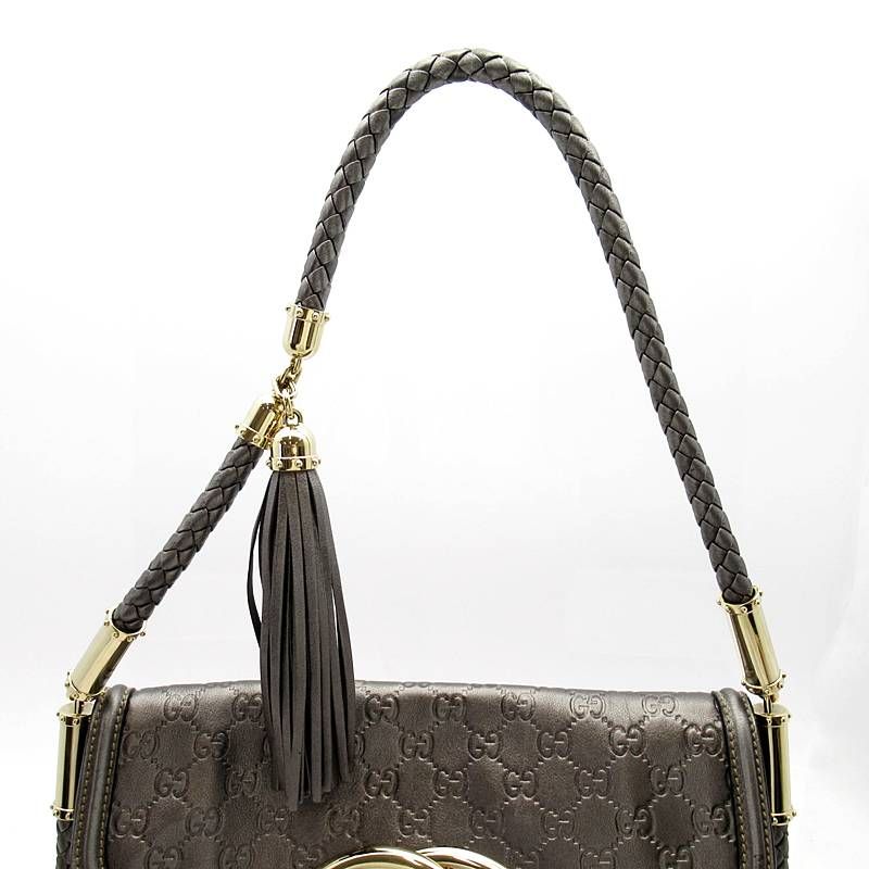 Gucci Interlocking GG Shoulder Bag Guccissima Metallic Metallic Gray