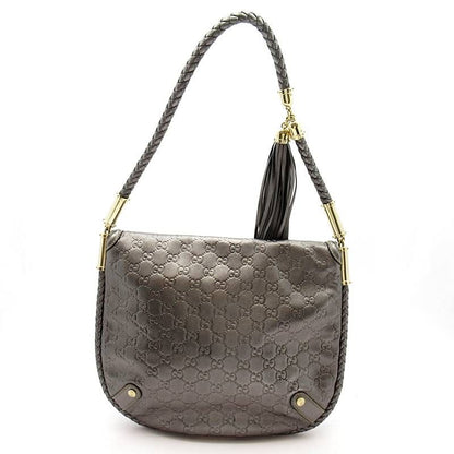 Gucci Interlocking GG Shoulder Bag Guccissima Metallic Metallic Gray