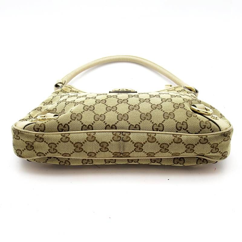 Gucci Abbey Shoulder Bag GG Canvas Beige White
