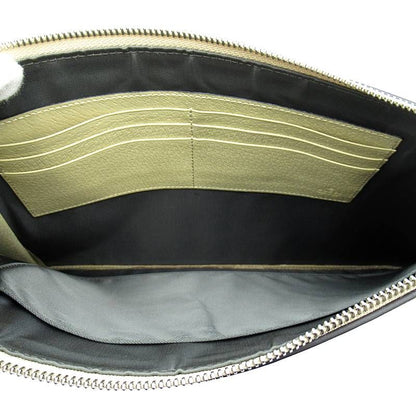 Gucci Off the Grid Clutch GG Nylon Leather Gray Beige