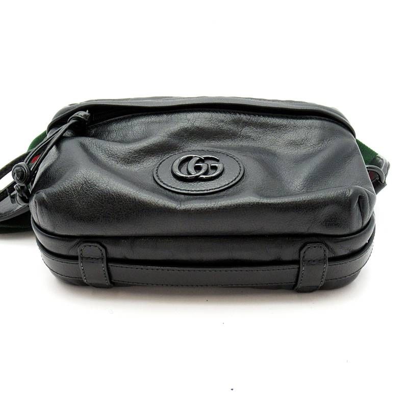 Gucci Aabdh Shoulder Bag Leather Canvas Black