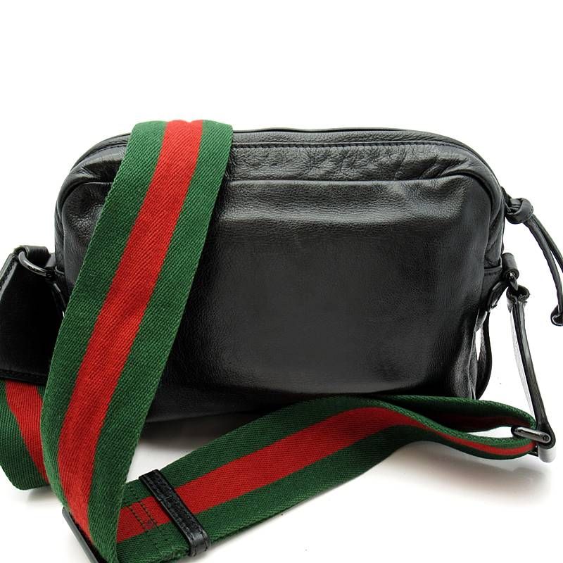 Gucci Aabdh Shoulder Bag Leather Canvas Black