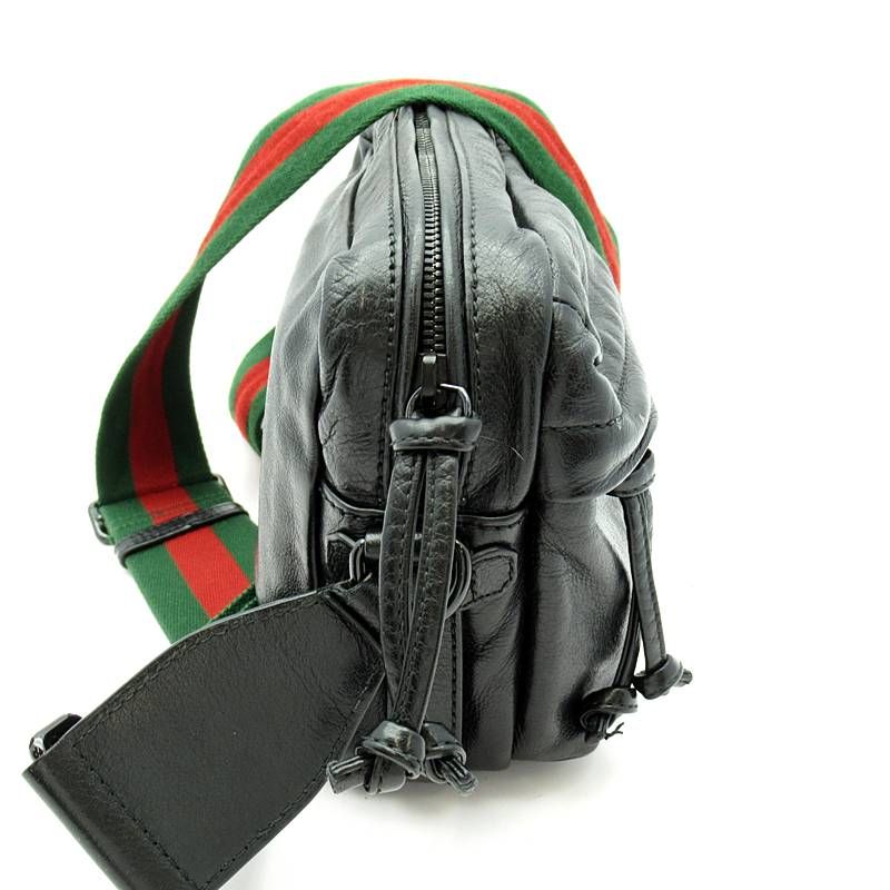 Gucci Aabdh Shoulder Bag Leather Canvas Black