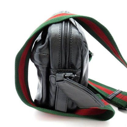 Gucci Aabdh Shoulder Bag Leather Canvas Black