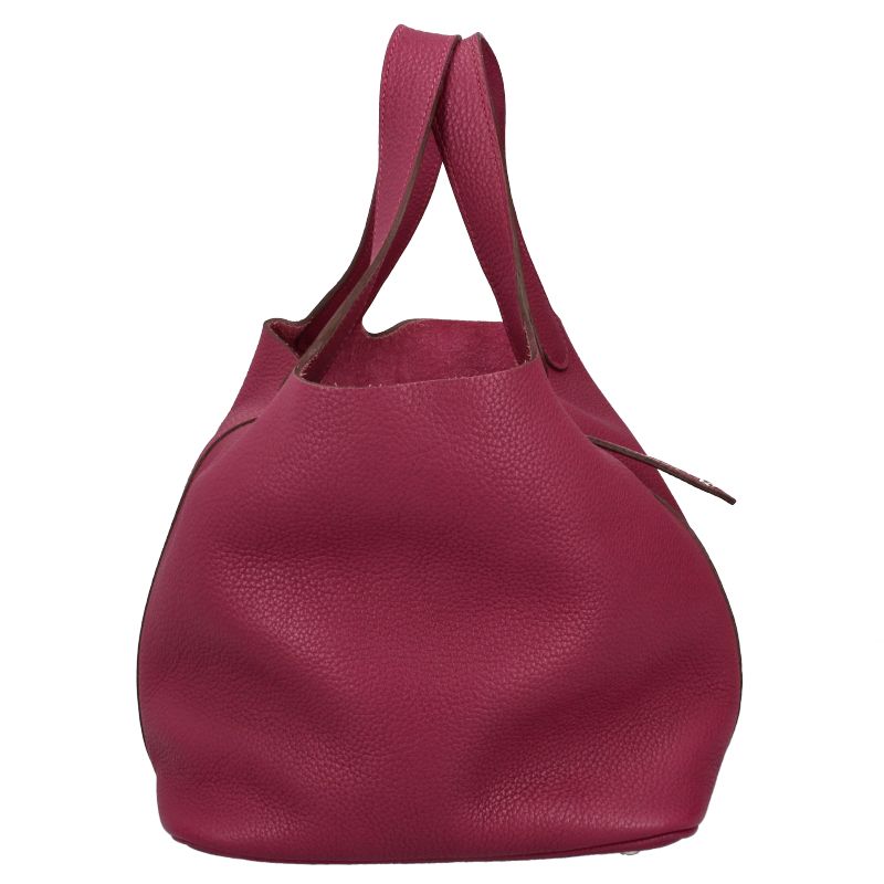 Hermes Picotin Lock MM Taurillon Clemence Handbag Rose Rose Purple