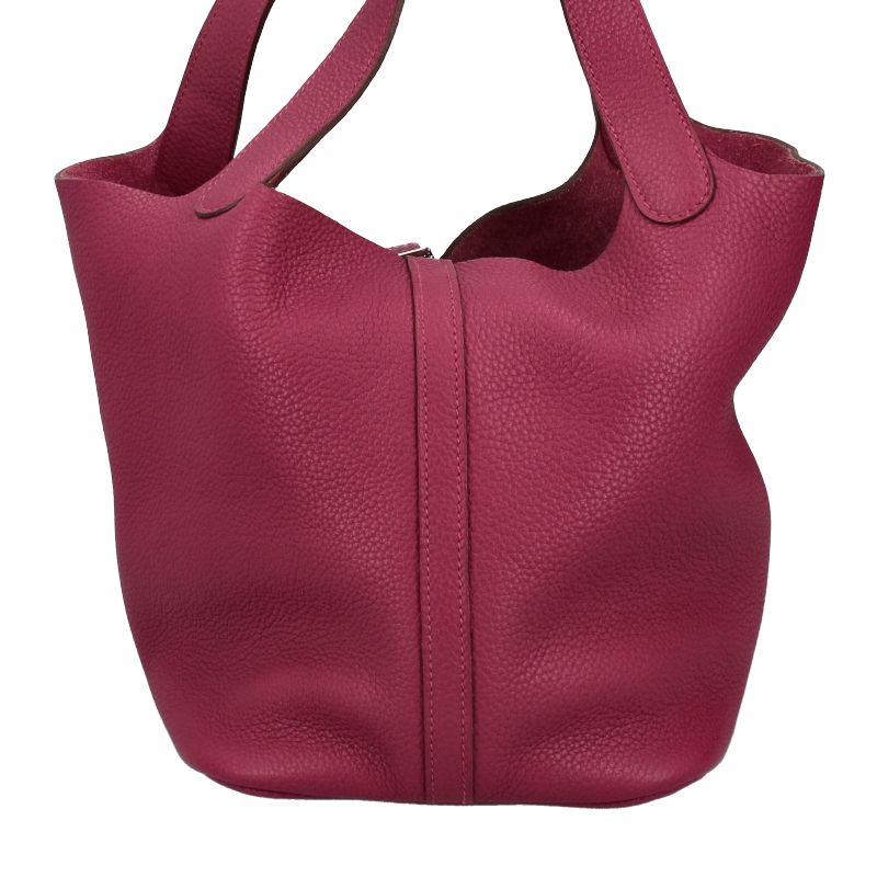 Hermes Picotin Lock MM Taurillon Clemence Handbag Rose Rose Purple