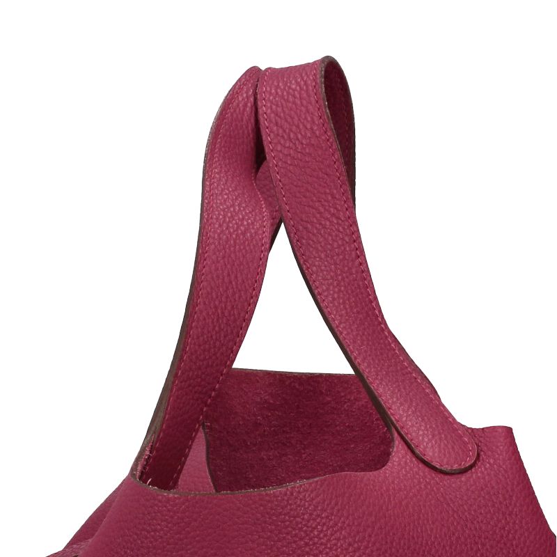 Hermes Picotin Lock MM Taurillon Clemence Handbag Rose Rose Purple