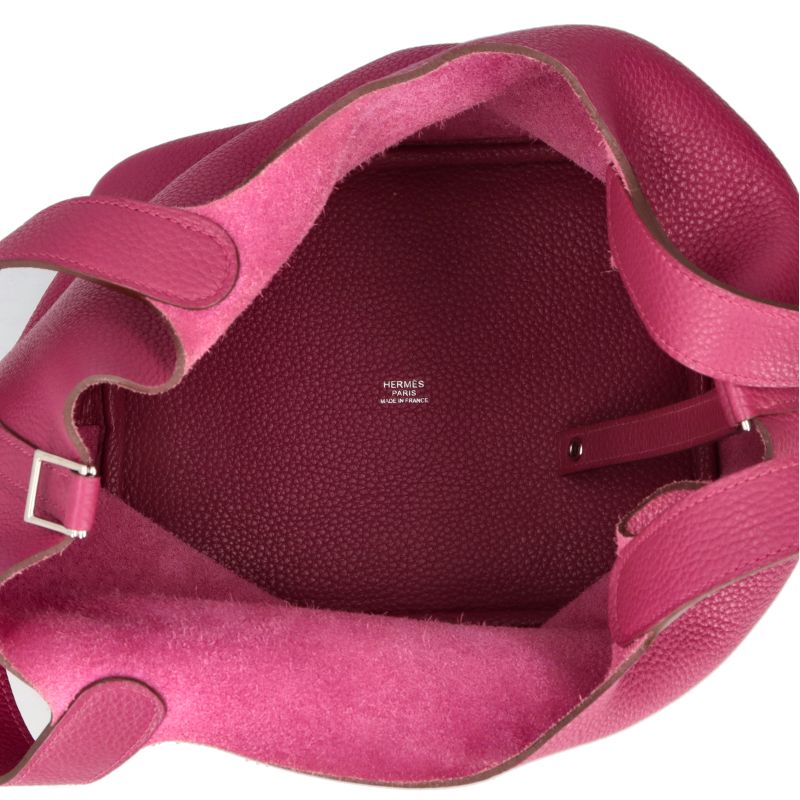 Hermes Picotin Lock MM Taurillon Clemence Handbag Rose Rose Purple