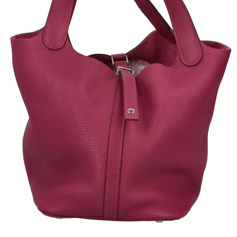 Hermes Picotin Lock MM Taurillon Clemence Handbag Rose Rose Purple