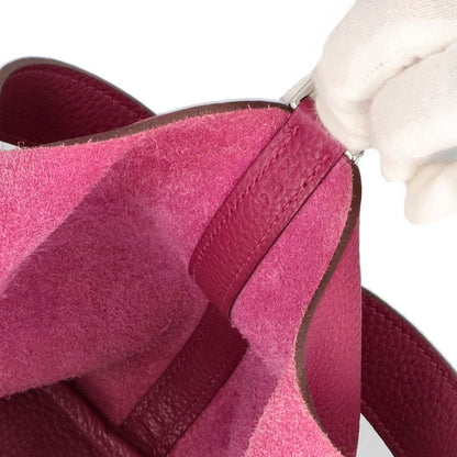 Hermes Picotin Lock MM Taurillon Clemence Handbag Rose Rose Purple