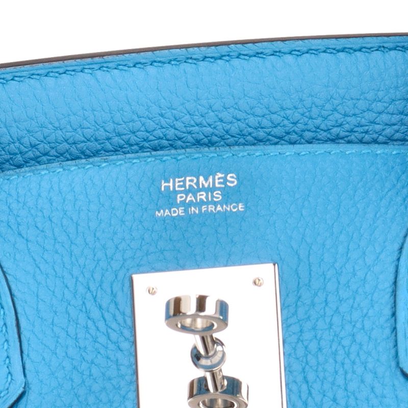 Hermes Birkin 30 Verso Togo Handbag Blue Zanzibar Zanzibar Malachite