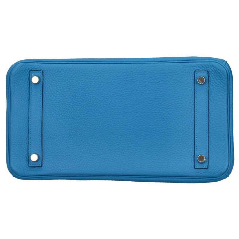 Hermes Birkin 30 Verso Togo Handbag Blue Zanzibar Zanzibar Malachite