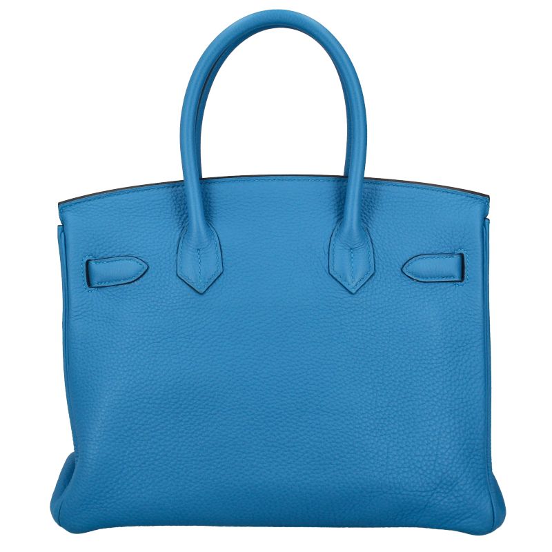 Hermes Birkin 30 Verso Togo Handbag Blue Zanzibar Zanzibar Malachite
