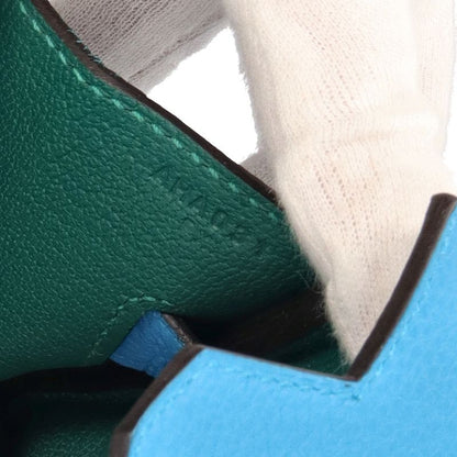 Hermes Birkin 30 Verso Togo Handbag Blue Zanzibar Zanzibar Malachite