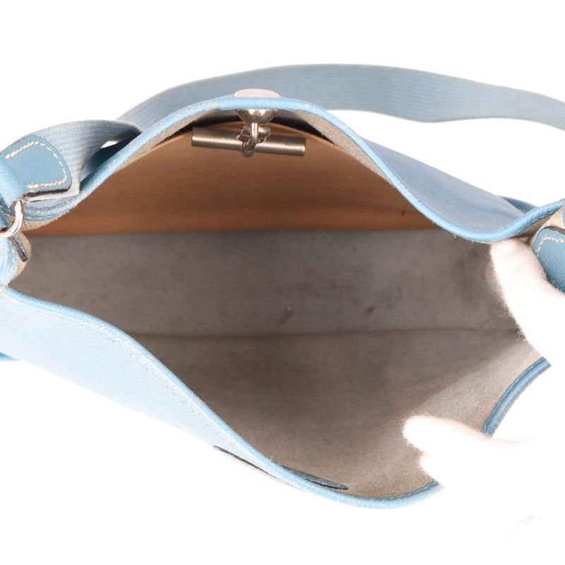 Hermes Vespa PM Courchevel Shoulder Bag Blue Jean