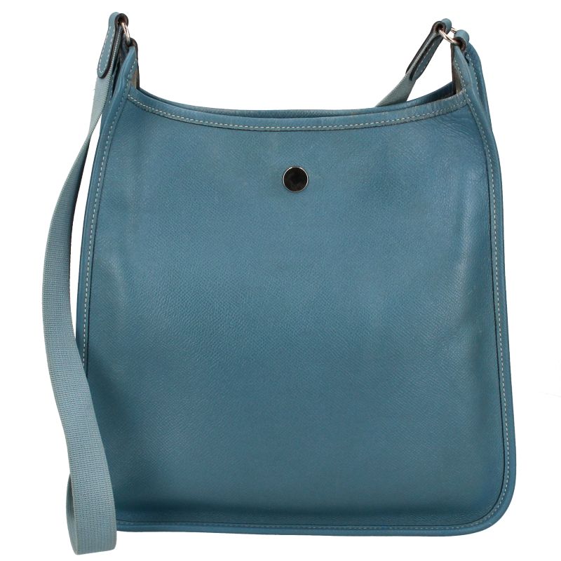Hermes Vespa PM Courchevel Shoulder Bag Blue Jean