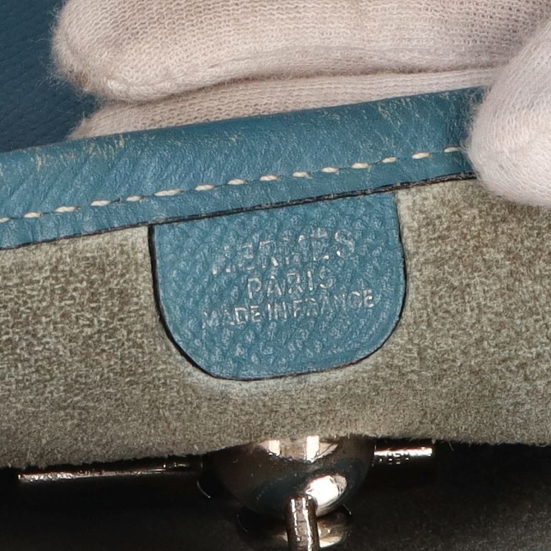 Hermes Vespa PM Courchevel Shoulder Bag Blue Jean