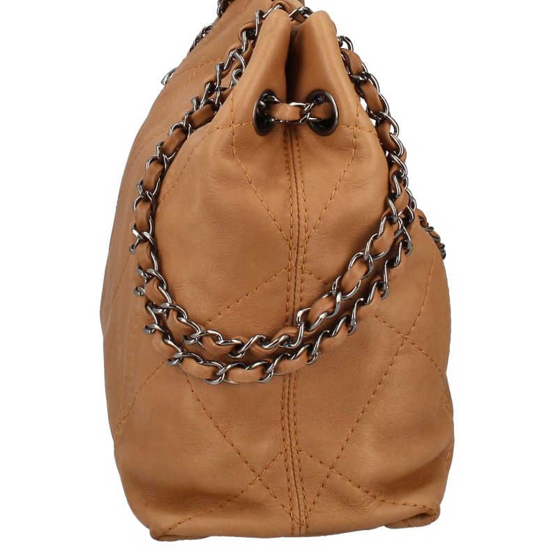 Chanel Chain Tote Calf Brown