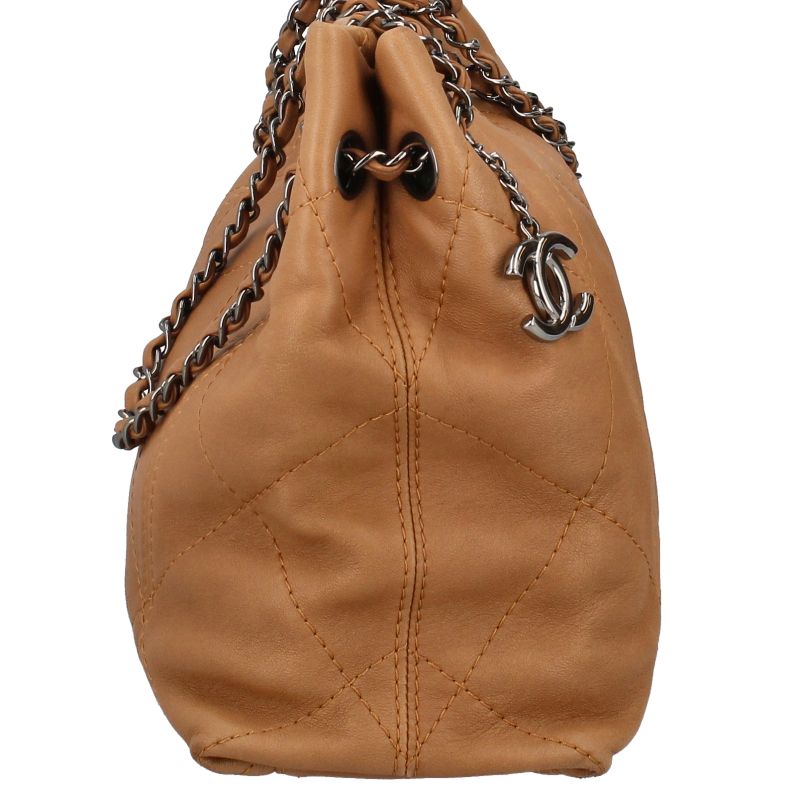 Chanel Chain Tote Calf Brown