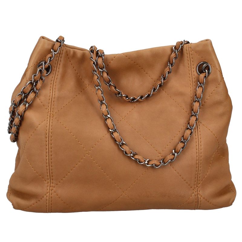 Chanel Chain Tote Calf Brown