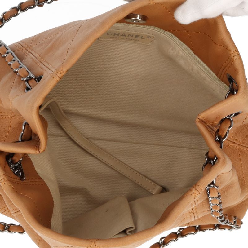 Chanel Chain Tote Calf Brown