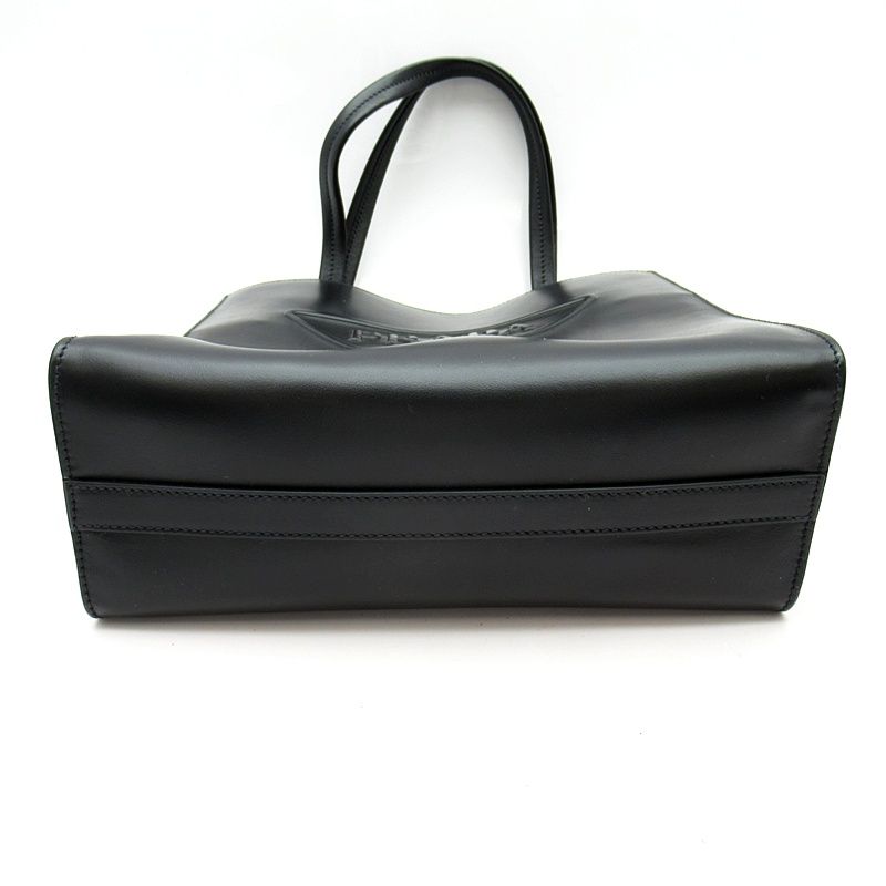 Prada Embossed Triangle 2-Way Leather Shoulder Bag Black
