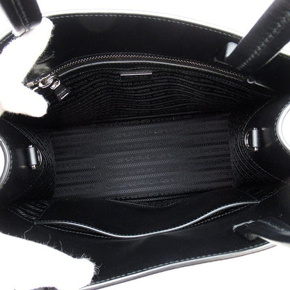 Prada Embossed Triangle 2-Way Leather Shoulder Bag Black