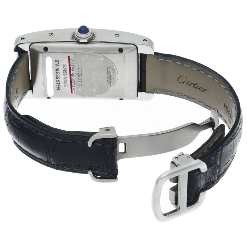 Cartier Tank American MM Watch Auto Depth SS Leather