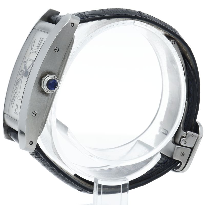 Cartier Tank American MM Watch Auto Depth SS Leather