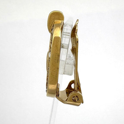 Dior Logo Rhinestone Earrings Oval CD Gold Plated
