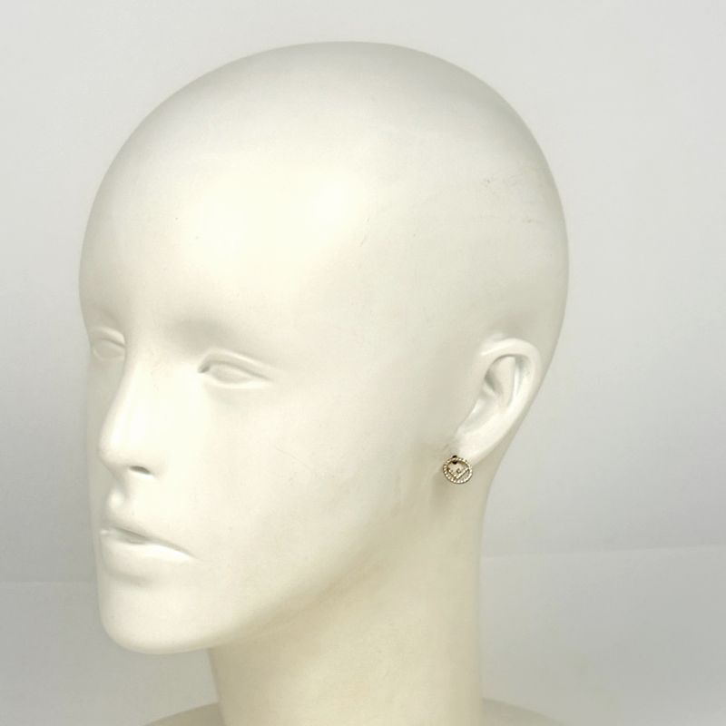 Fendi F's Rhinestone Earrings Logo Gold Plated