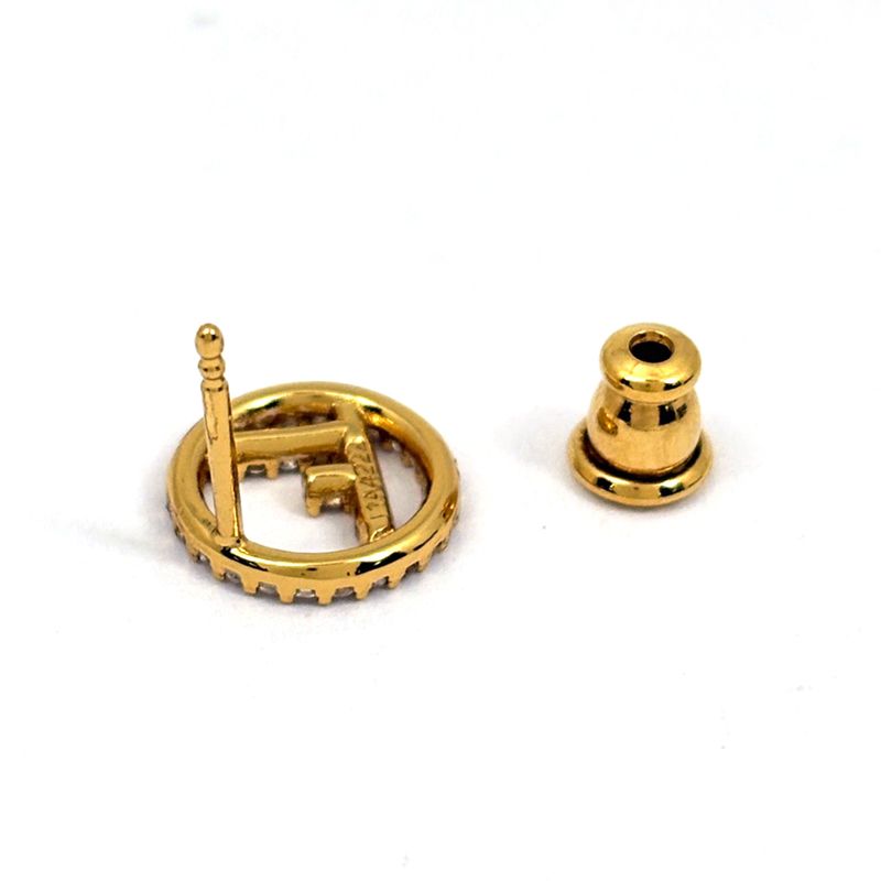 Fendi F's Rhinestone Earrings Logo Gold Plated